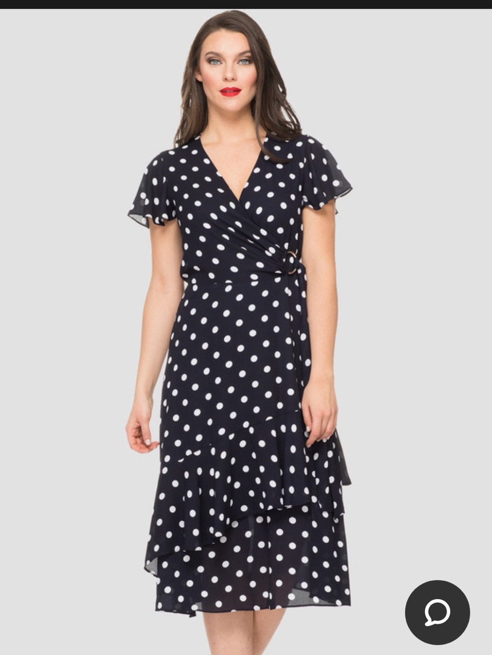 Joseph Ribkoff Polka Dot Wrap Midi Dress - Navy/White size 12